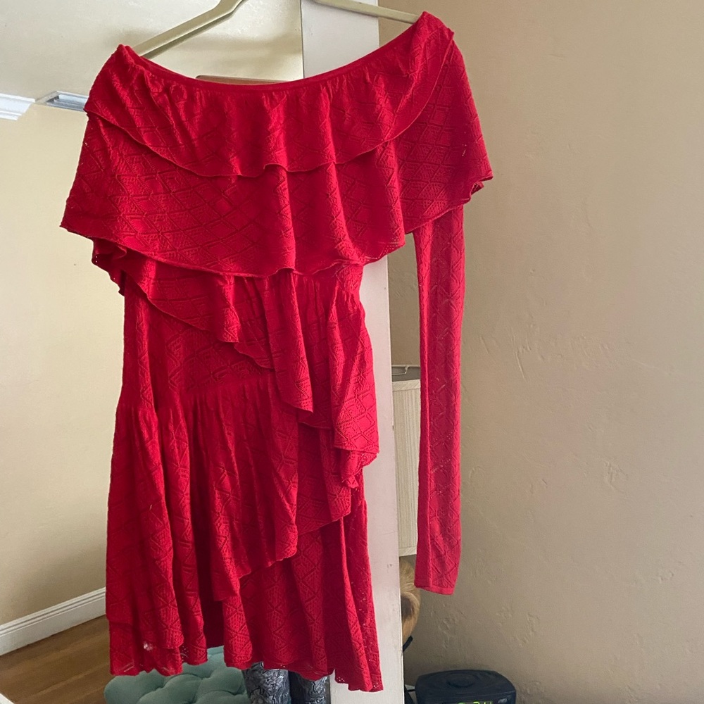 Revolve Red Dress One Sleeve